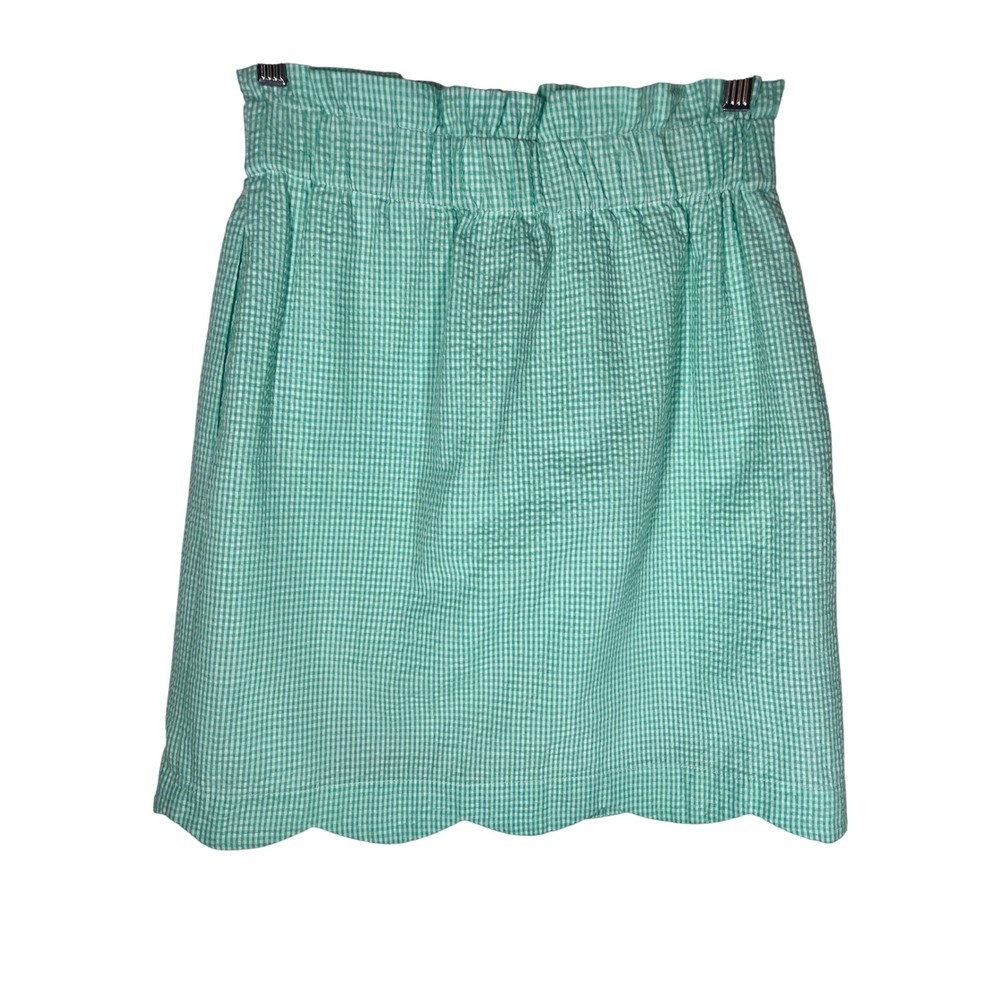 Lauren James Skirt Womens XS Seafoam Green Seersucker Scalloped Paperbag Mini - Picture 2 of 8